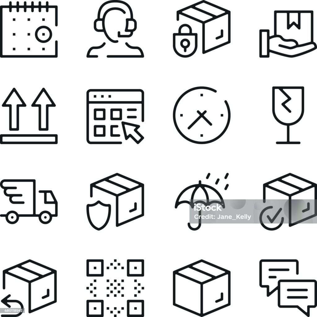 Delivery line icons set. Modern graphic design concepts, simple outline elements collection. Vector line icons Icon Symbol stock vector