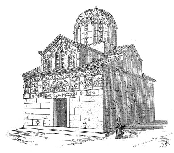 illustrations, cliparts, dessins animés et icônes de agios eleftherios church, athènes - classical greek greek culture roman greece
