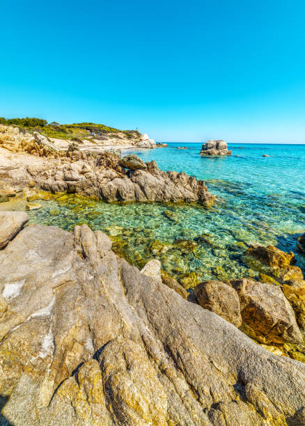 istock Rocky shore in Santa Giusta beach 680123368