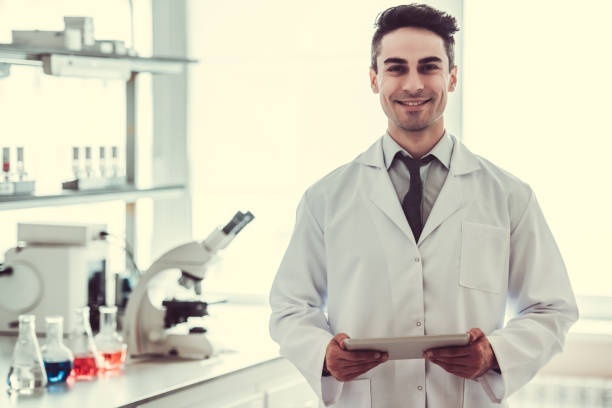 istock Handsome doctor in laboratory 680134296