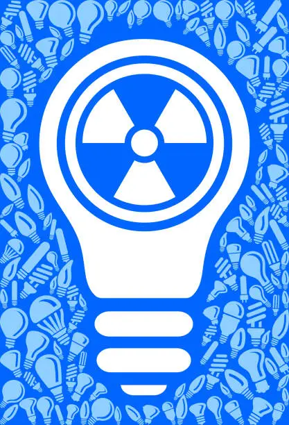 Vector illustration of Nuclear Sign Light Bulb Blue Vector Background Pattern