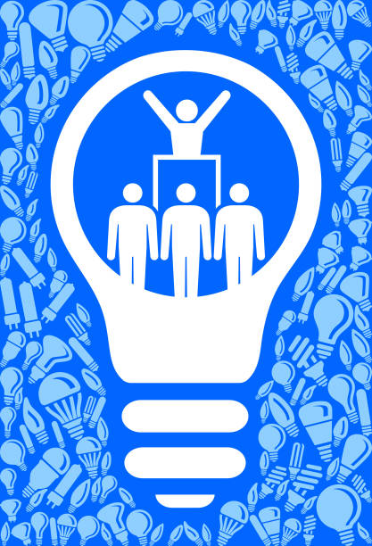 politische kundgebung glühbirne blau vektor hintergrundmuster - fluorescent light lighting equipment light bulb box stock-grafiken, -clipart, -cartoons und -symbole