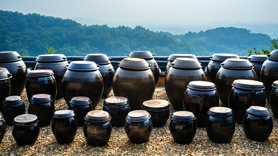 The pot is one of the traditional Korean dishes and is used to store fermented foodstuffs.