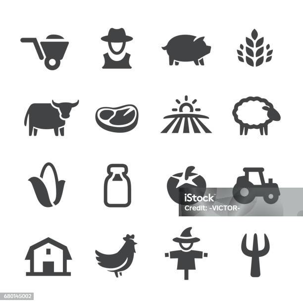 Farm Icons Acme Series Stock Illustration - Download Image Now - Icon Symbol, Meat, Rice - Cereal Plant