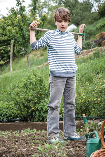 istock Teenage Boy in Vegetable Garden Looking at Camera 680145292