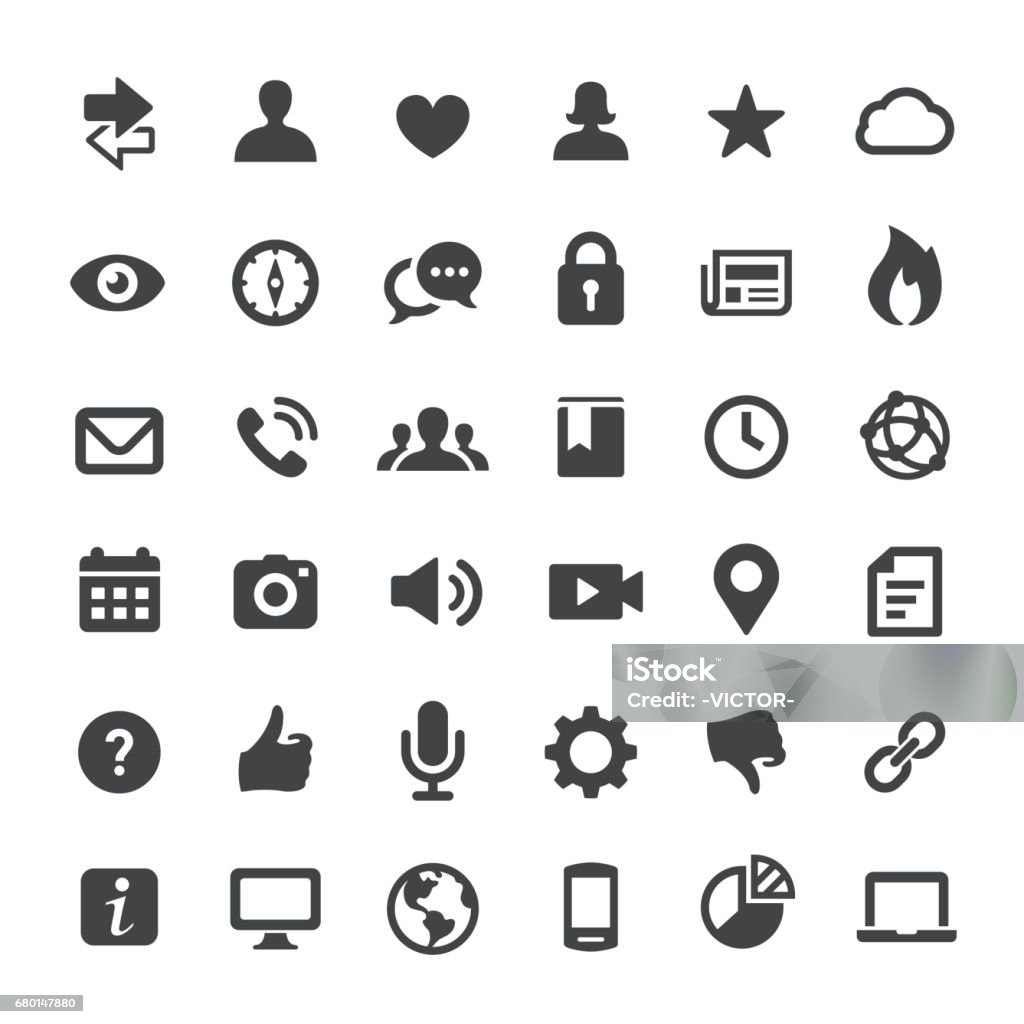 Social Media e Internet iconos - grandes Series - arte vectorial de Icono de red social libre de derechos