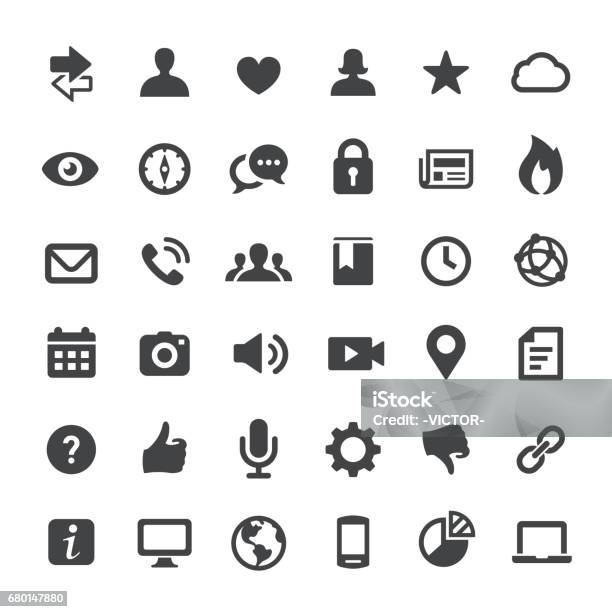 Social Media And Internet Icons Big Series Stock Illustration - Download Image Now - Social Media Icon, Telephone, Icon Set