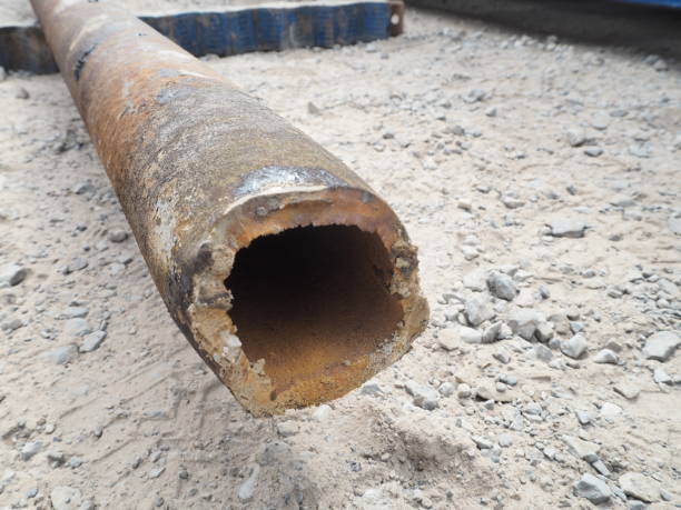 istock The cut drill pipe laid on the dirt floor 680161918