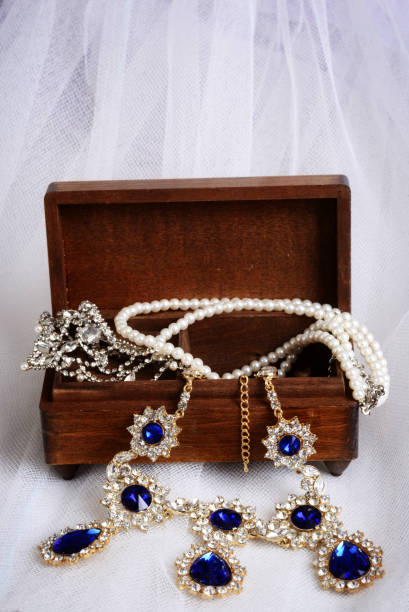 closeup vintage necklaces with jewelry box