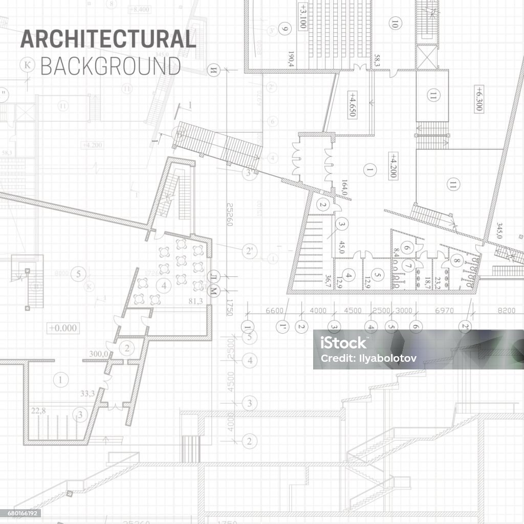 Architectural background Blueprint. Architectural drawing on white background. Blueprint stock vector
