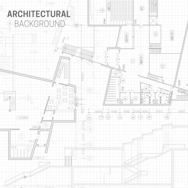 Architectural background Blueprint. Architectural drawing on white background. blueprint backgrounds stock illustrations