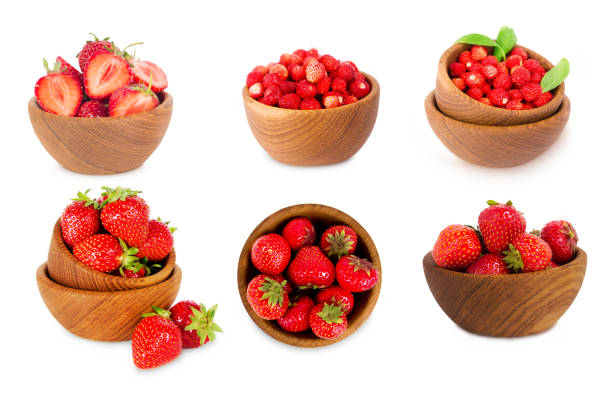 istock set of bowls with strawberries isolated on white background 680169372