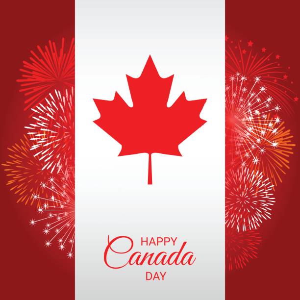 istock Canada flag with fireworks for national day of Canada 680177518