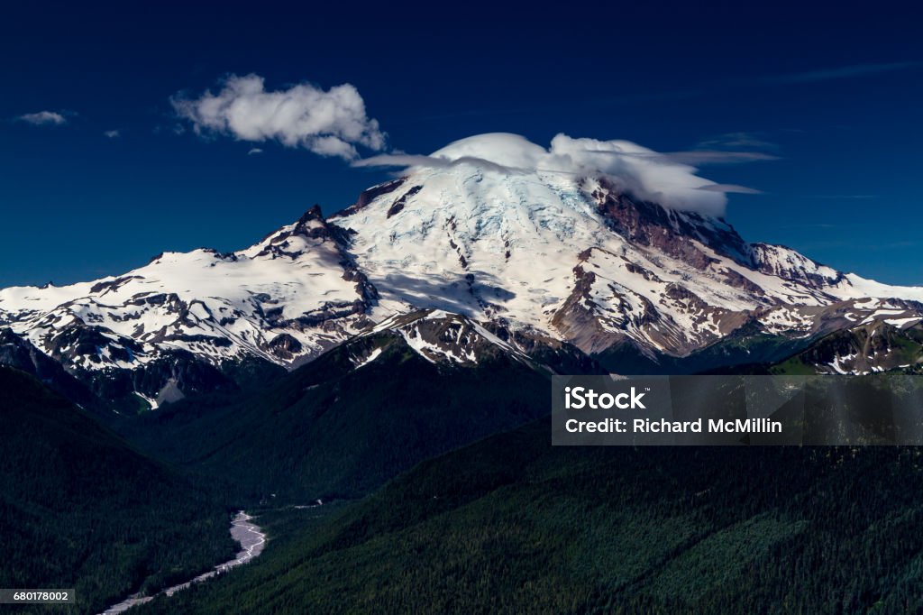 Mt. Rainer Exploding Zoom View Of Cloud Capped Mount Rainier From Crystal Mountain Stock ...