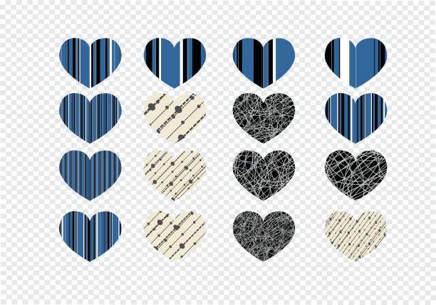 istock Heart abstract icons signs and symbols set  on transparent background for your works 680182876