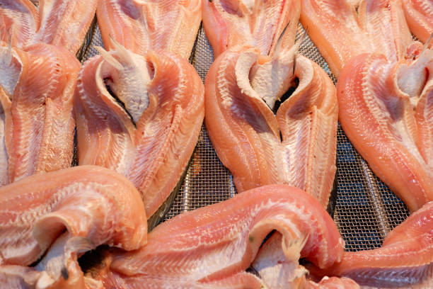 Thai traditional preserved fish : Dried snakehead fish in the market