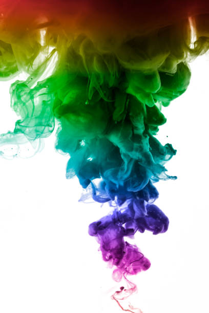 istock Acrylic colors and ink in water. Abstract frame background. Isolated on white. 680194112
