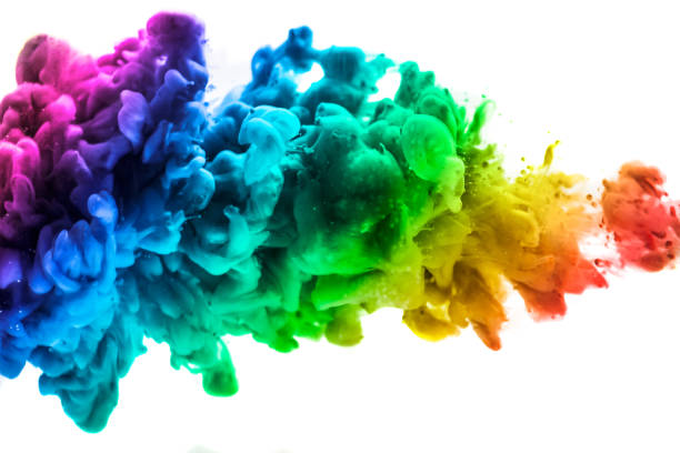 istock Acrylic colors and ink in water. Abstract frame background. Isolated on white. 680194278