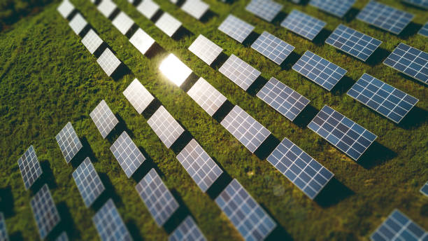 istock Fields of solar panels on the green hills in spring 680200274
