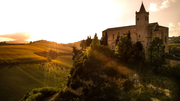 istock Italian beautiful rural landscape seen from above at sunset 680200322