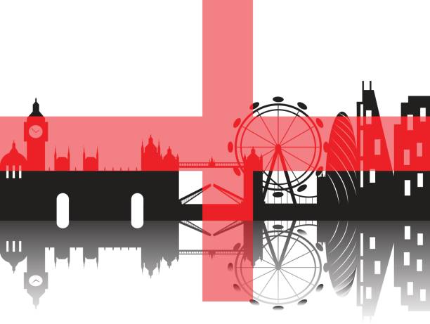 istock London city silhouette skyline with England flag 680210704