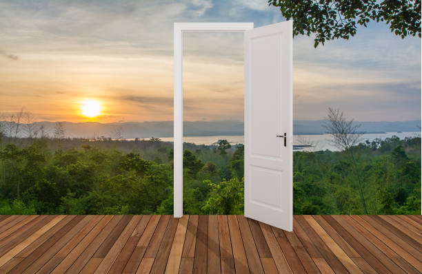 istock Landscape behind the opening door 680210912