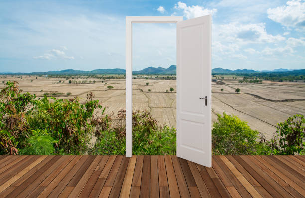istock Landscape behind the opening door 680211030