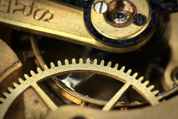 istock Old swiss made pocket watch wheels 680211468