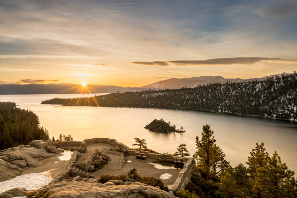 istock Emerald Bay on Lake Tahoe with snow on mountains 680211480
