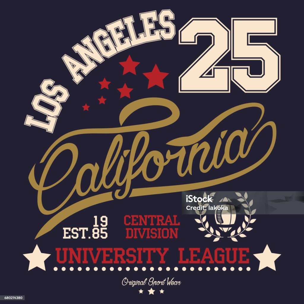 Los Angeles typography, t-shirt stamp graphics, american football, vintage graphics, sports graphics for t-shirt American Football - Sport stock vector