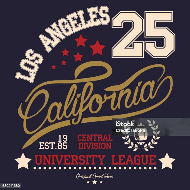 Los Angeles Typography Tshirt Stamp Graphics American Football Vintage Graphics Sports Graphics For Tshirt Stock Illustration - Download Image Now