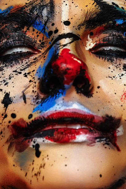 istock Horror Clown Woman with white Eyes 680218088