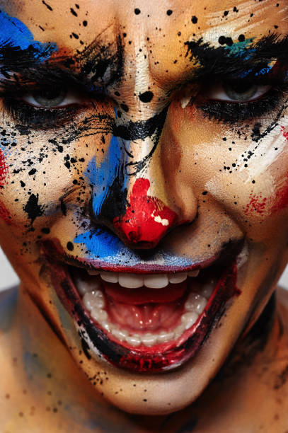 istock Portrait of laughing insane Clown 680220180