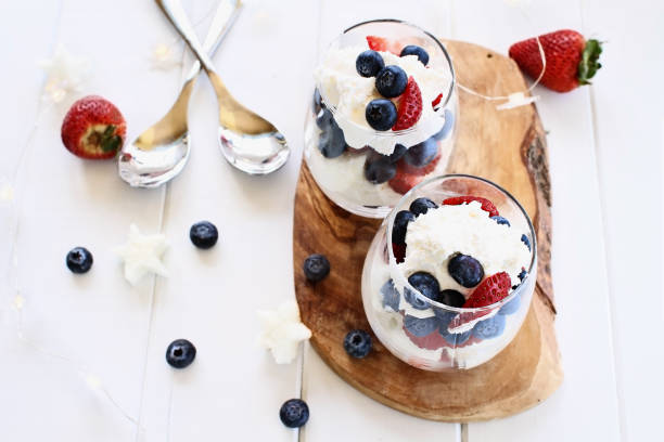 istock Blueberry Strawberry Trifles and Spoons 680220248