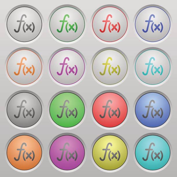 Function plastic sunk buttons Set of function plastic sunk spherical buttons. perimeter formula stock illustrations