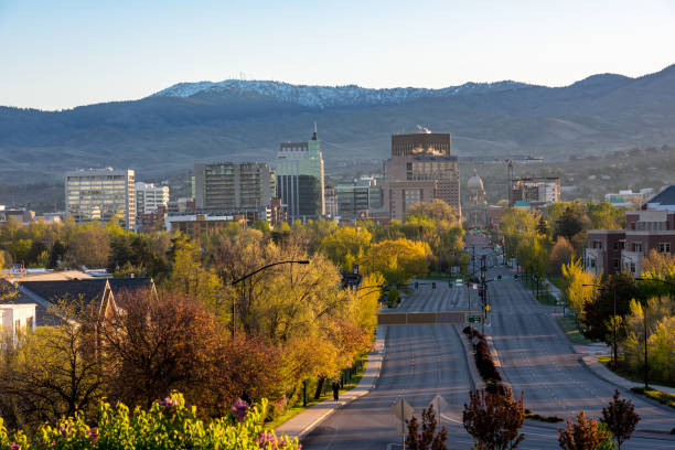 istock Warm morning light bathes the Boise skyline 680226718