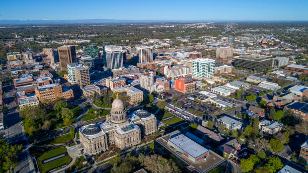 View of Boise Idaho from above with the capital stock photo