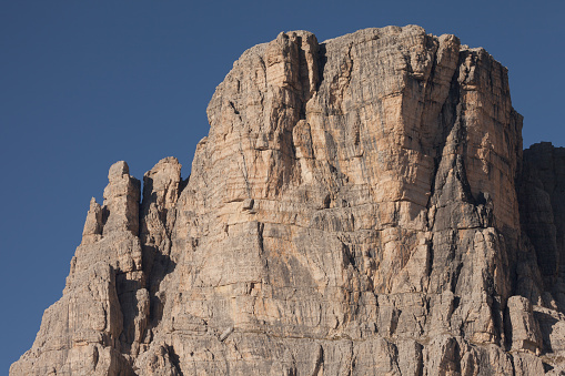 Detail of vertical Dolomites wall in Italy