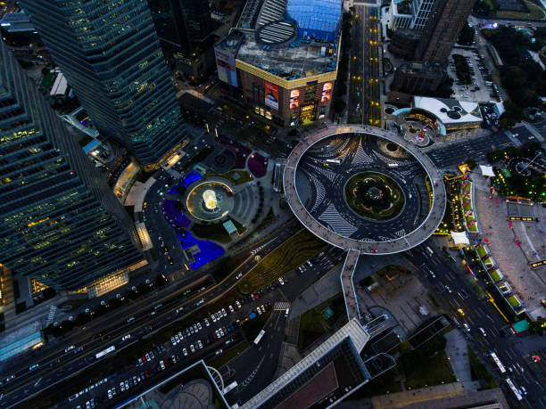 istock Shanghai night aerial view 680234866