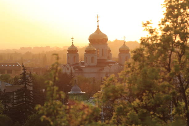 istock Cathedral of Christ the Savior at sunset in backlight. Pyatigorsk 680239184
