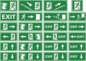 vector symbol set - emergency exit sign / fire alarm plate