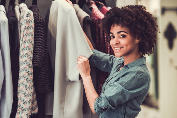istock Afro American girl doing shopping 680249728
