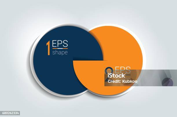 Two Connected Circles Chart 2 Steps Design Infographic Number Option Stock Illustration - Download Image Now