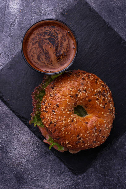 istock Bagels with salmon, cream cheese and lettuce 680265414
