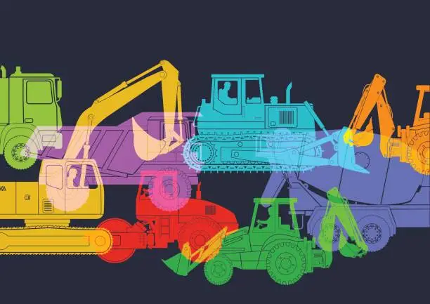 Vector illustration of Construction Vehicles