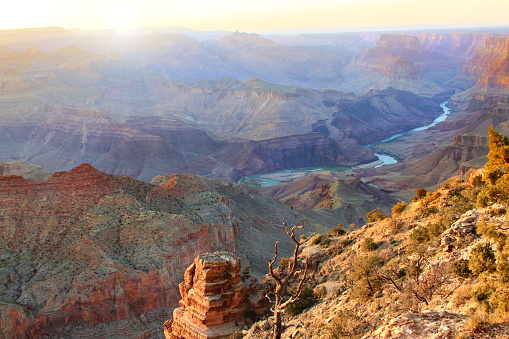 View of Grand Canyon in Arizona during sunset