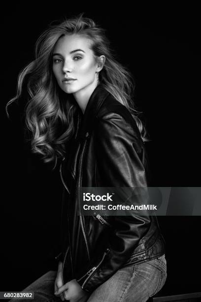 Portrait Of A Beautiful Woman Stock Photo - Download Image Now - Fashion Model, Women, Black And White