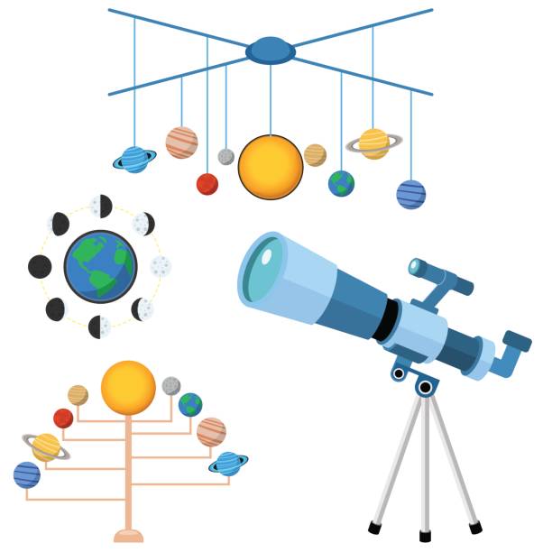 ilustrações, clipart, desenhos animados e ícones de astrologia astronomia ícones planeta ciência universo espaço radar cosmo assina ilustração vetorial de universo - mercury rocket