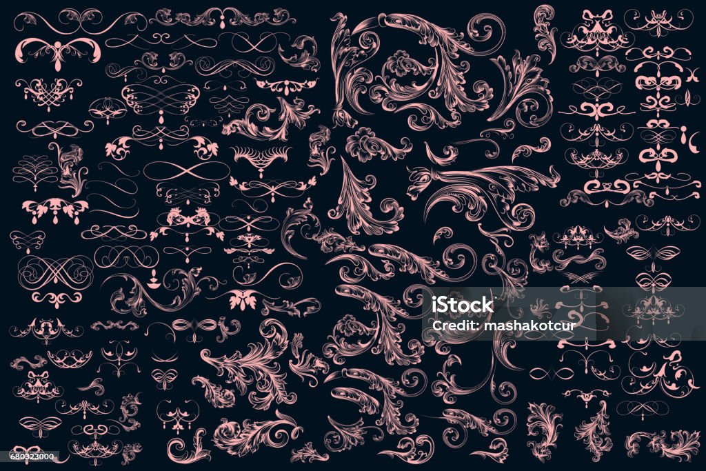 Mega huge collection of vector decorative elements and calligraphic flourishes Filigree stock vector