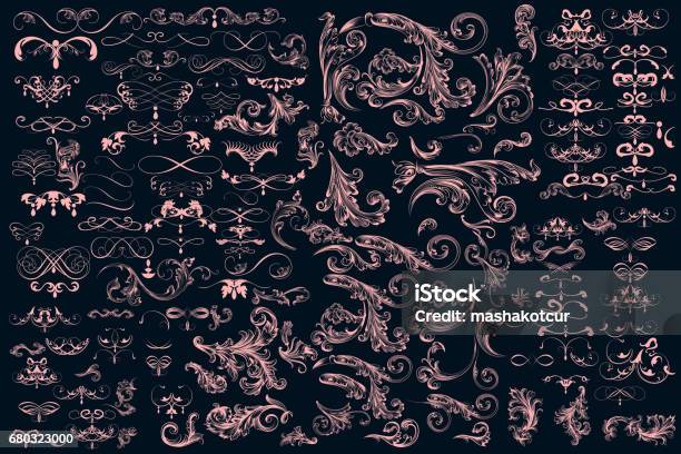 Mega Huge Collection Of Vector Decorative Elements And Calligraphic Flourishes Stock Illustration - Download Image Now